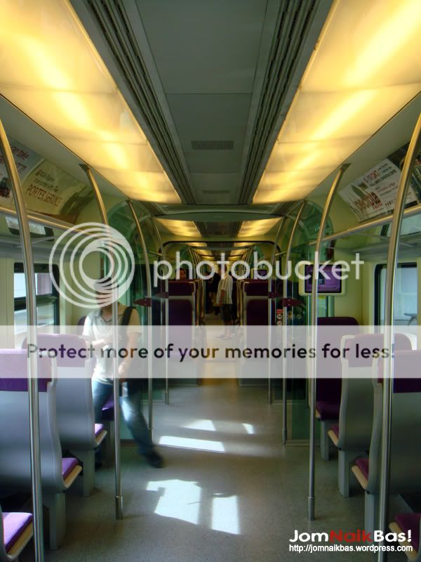 The interior of a KLIA Transit EMU trainset.