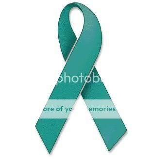 The teal ribbon signifies your support for ovarian cancer research