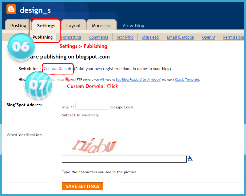 blogger custom domain set up